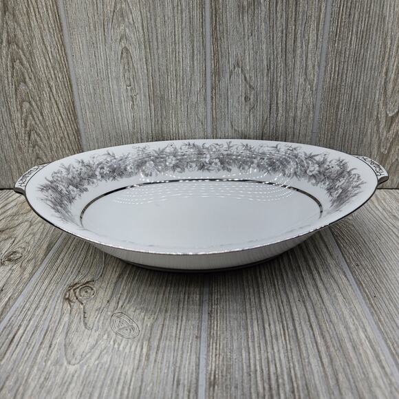 Sango Florentine 10" Oval Vegetable Serving Bowl Vintage Japan Platinum‎ Trim - Picture 1 of 8
